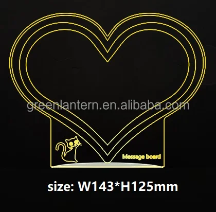 Креативная пользовательская прямоугольная круглая квадратная в форме сердца пустая акриловая пластина для дисплея лист самостоятельной сборки доска письменных сообщений 3D Светодиодная лампа