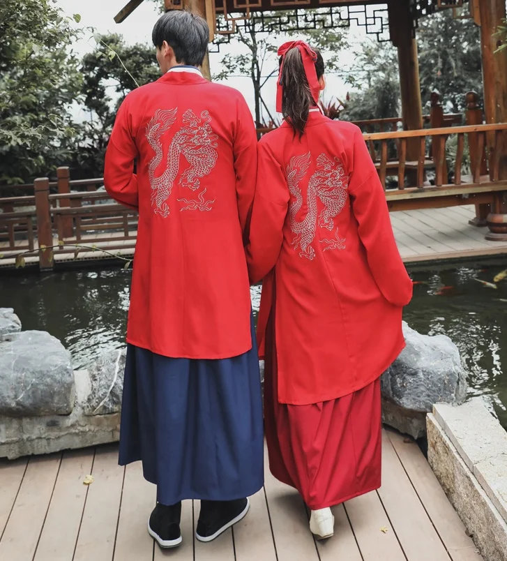 Традиционное китайское платье Hanfu, старинная вышивка, китайское ханьфу для мужчин и женщин