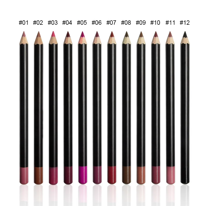 
Wholesale Wood Lipliner Waterproof Cosmetics Private Label 12 colors Lip Liner Pencil Long Lasting 