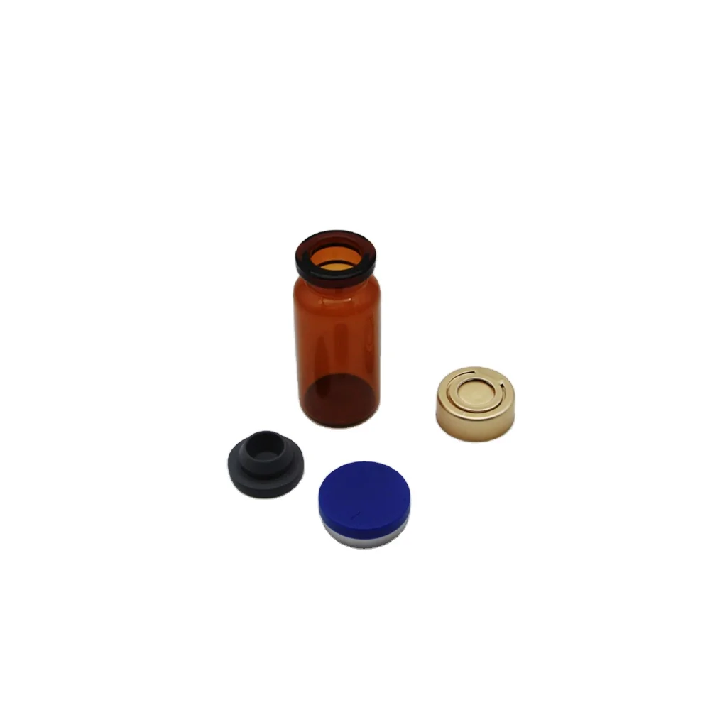 10ml clear amber glass vials with rubber stopper and flip off caps