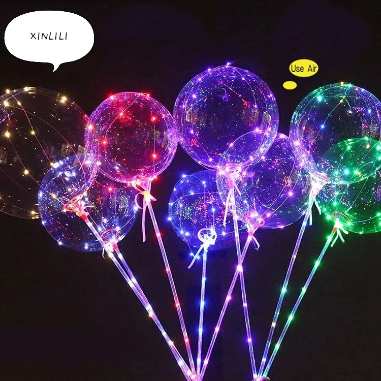Colorful Bobo LED Balloon 20 Inches Light Clear Balloon For Christmas Wedding Party Decoration