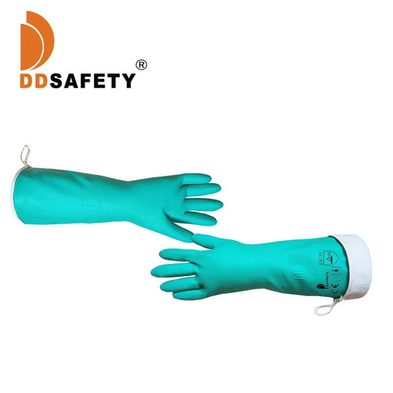 DHL645 - Green Nitrile glove with long cuff and sponges liner Gloves