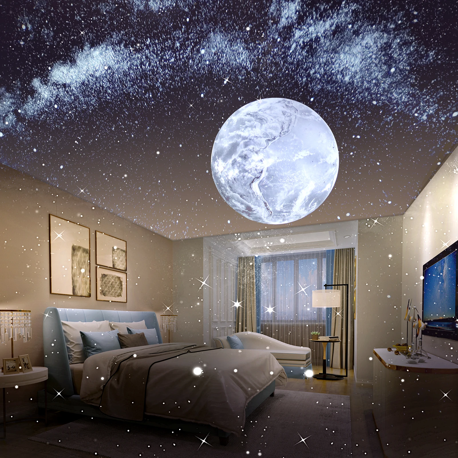 New HD Moon Earth Planet Projector Lamp Projector Lamp Star Clouds Projection Light Lamp with Bluetooth speaker