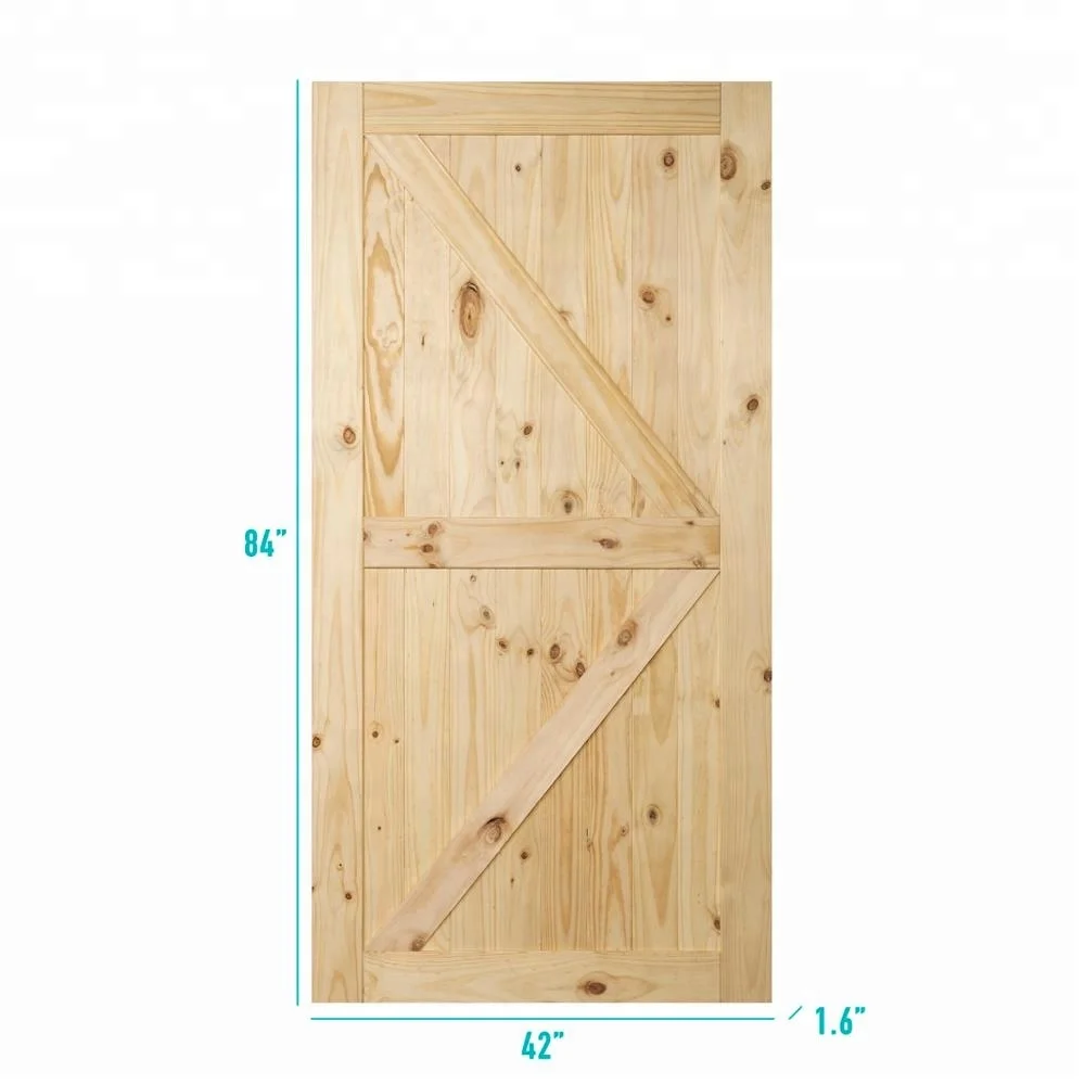 42 "x 84" дюйма раздвижные двери сарая DIY из натурального дерева сосны Незаконченный