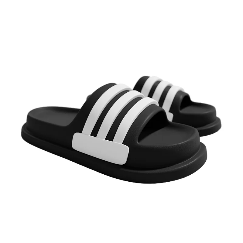 Classic Three Stripe Slide Slippers For Summer Couple Home Casual Outdoor Indoor Soft Bottom EVA Bathroom Anti Slip Beach Shoes