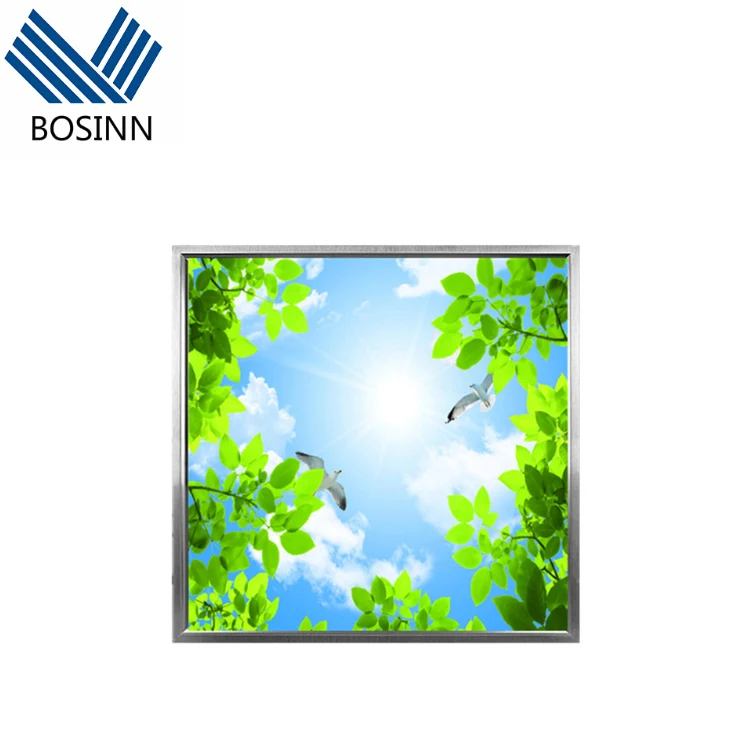 Leaf Tree Vision Ceiling Lamp Blue Sky Version Splendid Edge-lit Flat Dimming Panel Lights PMMA LGP Recessed Lights
