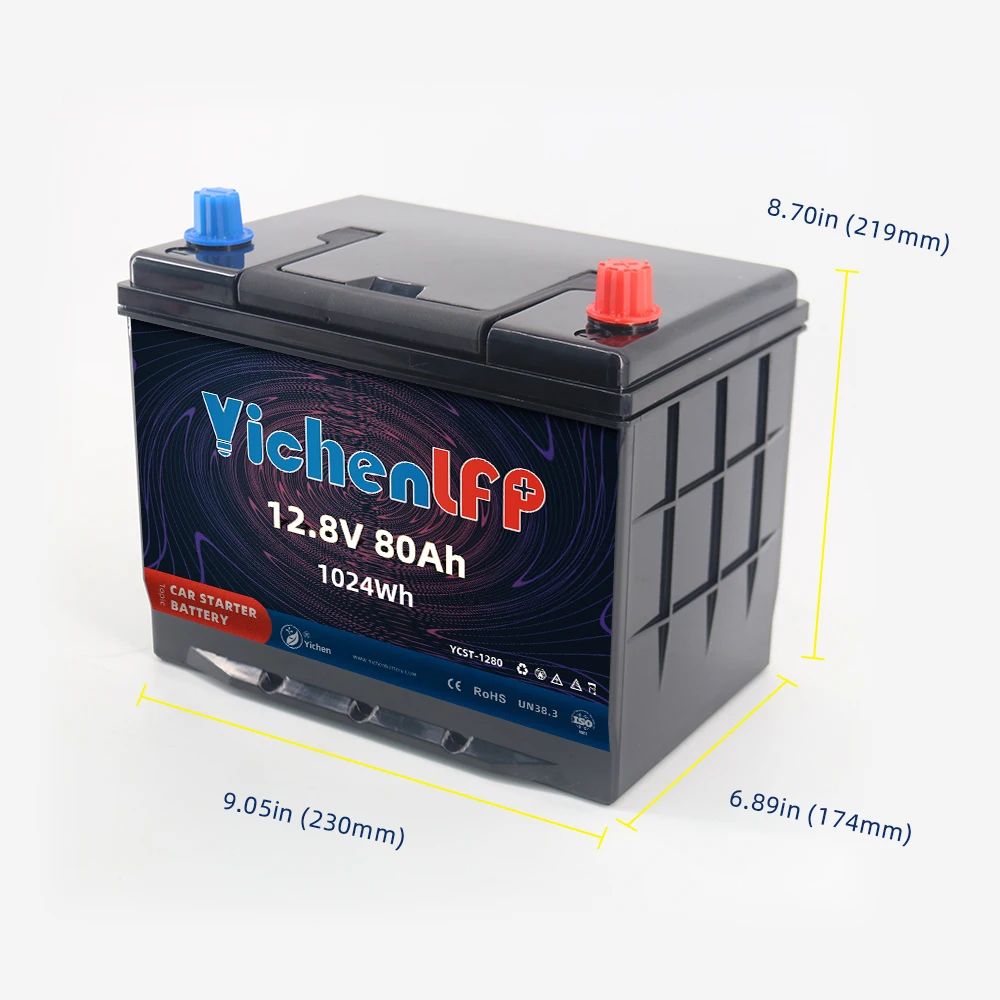 Car Battery Starter Jump12v 80ah BMS Car Jump-starting OEM Automotive Case Size Lifepo4 Auto Batteries Sealed Built-in BMS 12.8V