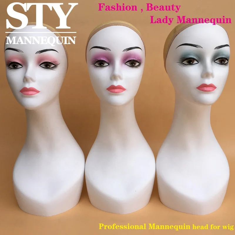 Wholesale mannequin head and stand realistic smiling head shoulder female women model african mannequin head