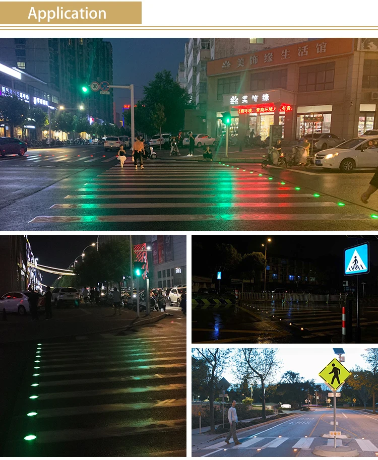 In-Roadway Warning Light IRWL Embedded Smart Zebra Lighting System Underground Buried Led Lighted Pedestrian Crosswalk Systems