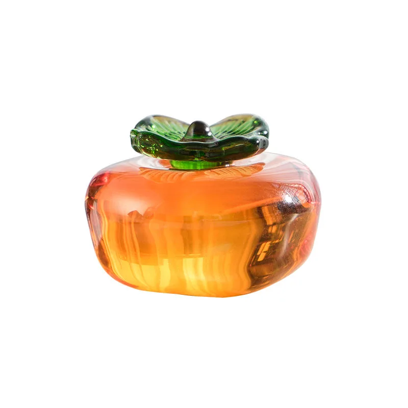 New arrival Crystal Persimmon Fruits Glaze High quality Glass gemstone crafts crystal persimmon for decoration