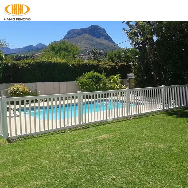 Outdoor decorative garden plastic privacy 3 rail vinyl pvc white fence and gate for Europe