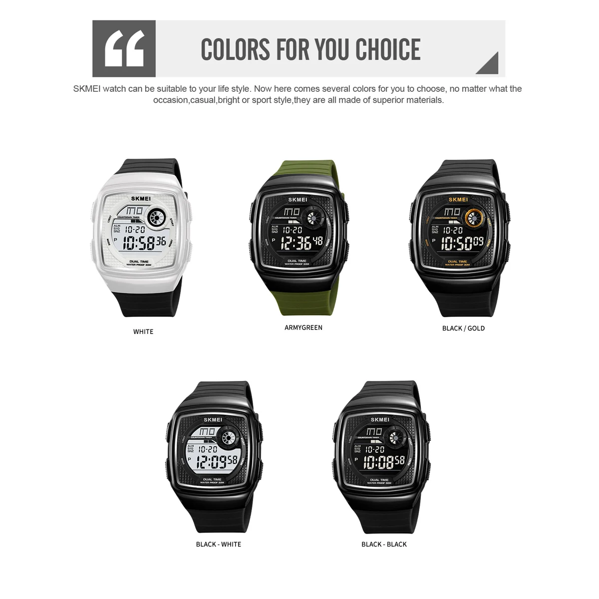 2024 SKMEI новые 2208 оптовая продажа с фабрики водонепроницаемые часы 50 м мужские качественные спортивные цифровые наручные черные