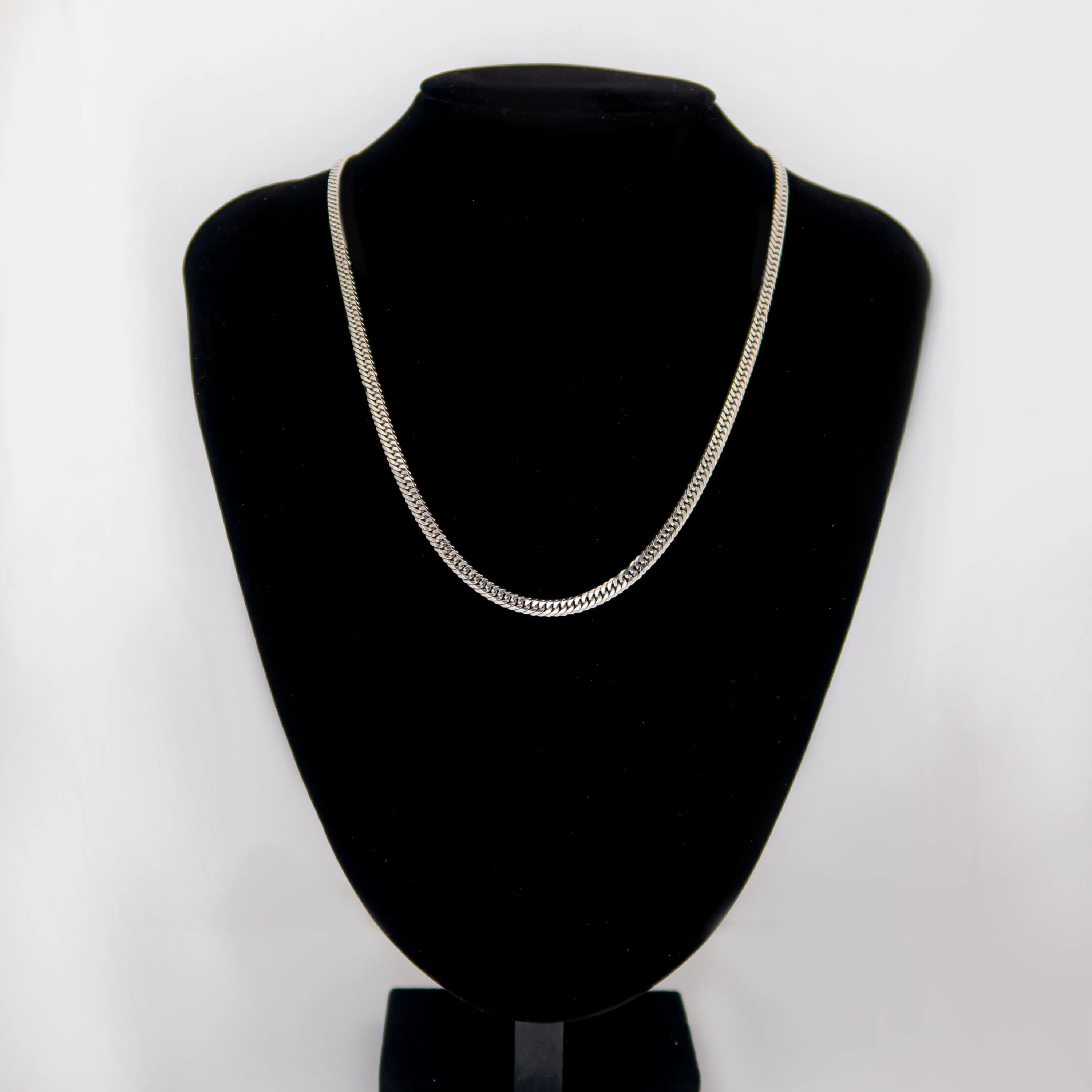 
Pt850 6 sides cut double curb chain 50cm 30g fine girls japanese necklace 