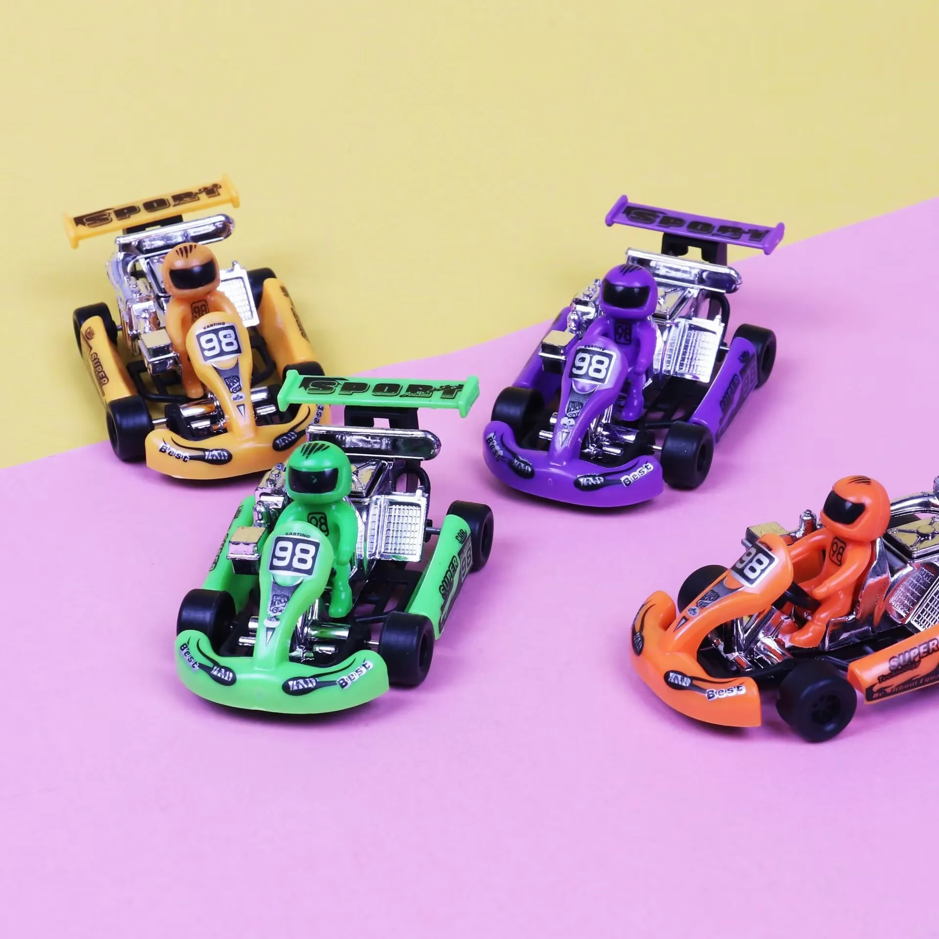 Mini Pull Back Power Go-Kart Car Racing Game Vehicle Model Children Educational Toy Funny Kids Toys for Boys Plastic Car