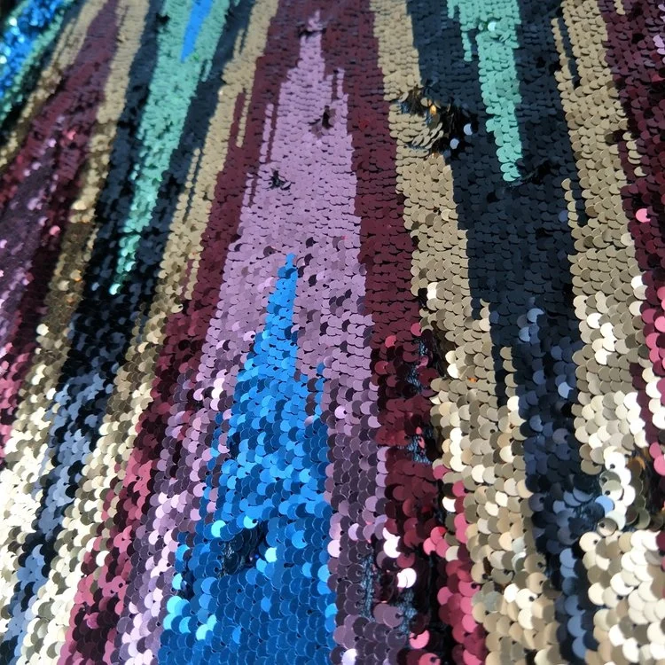Colorful 3d embroidered fabric sequin rainbow fabric indian fabric for dress