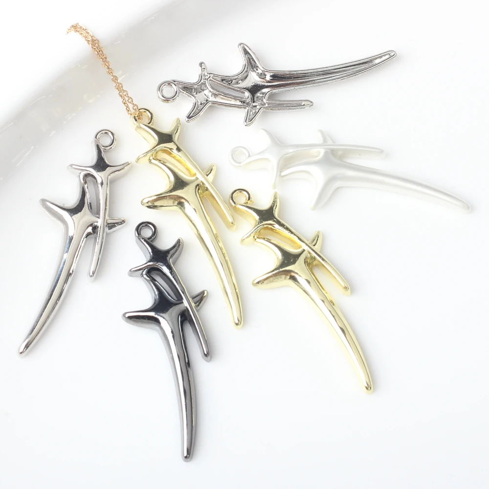 Alloy Curved Cross Charms Pendant For Diy Bracelet Necklace Fashion Jewelry Accessories