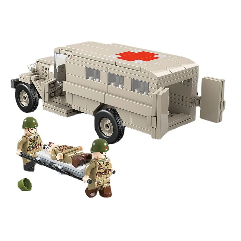 Plastic Ambulance Building Blocks WW2 Military GAZ-55 Toys Army Wholesale