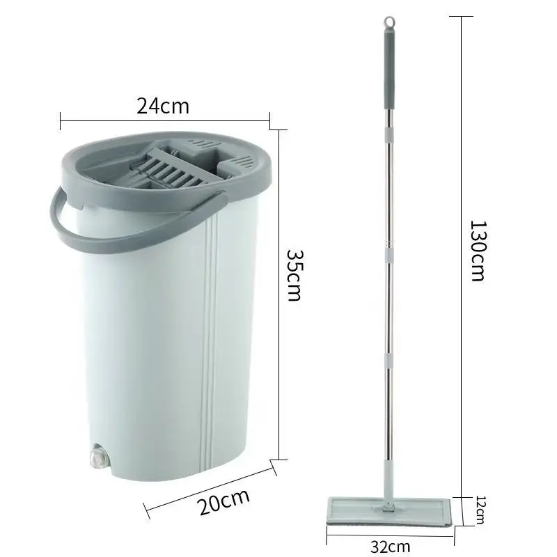 Flat Mop With Bucket Free Hand 360 Rotating Washing Lazy Mop