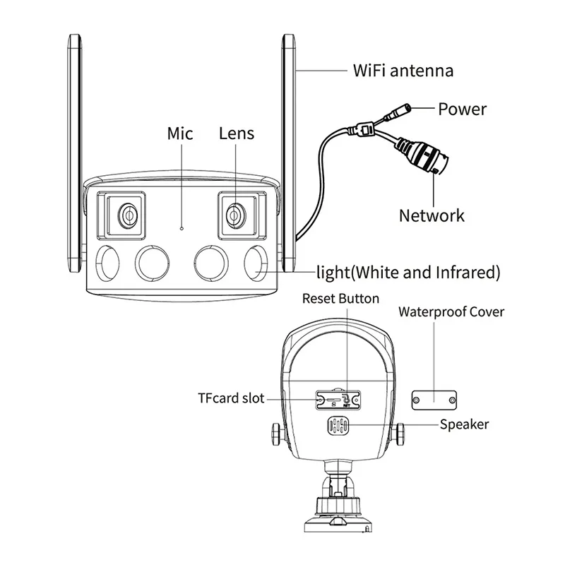 Icsee 2K 4MP HD Full Color Day & Night IR Night Vision Dual Lens Binocular CCTV Security Camera With 180 degree Super Wide Angle