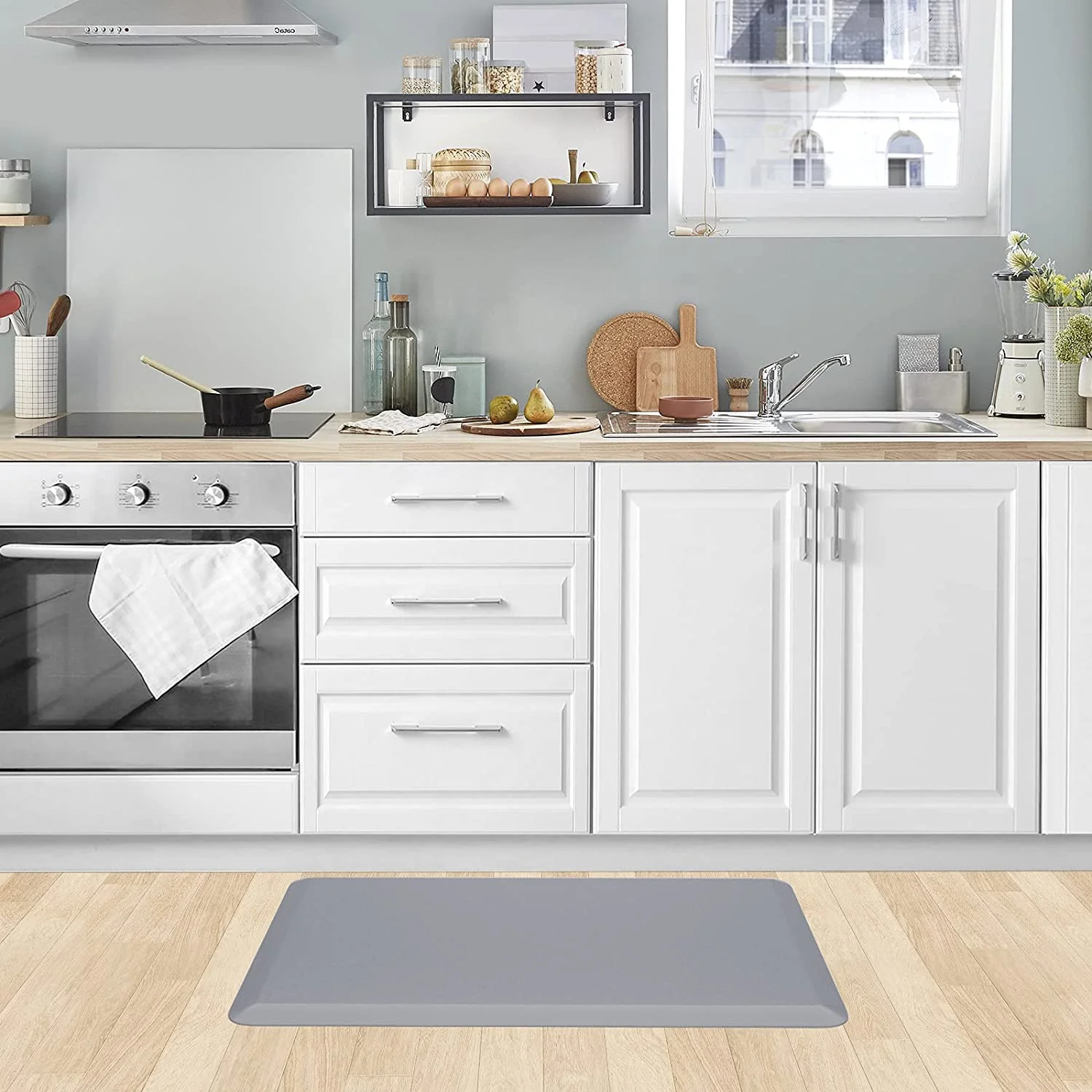 Washable Kitchen Mat Waterproof and Oilproof Floor Balcony Entrance Door Mat PVC Anti-Fatigue Mat