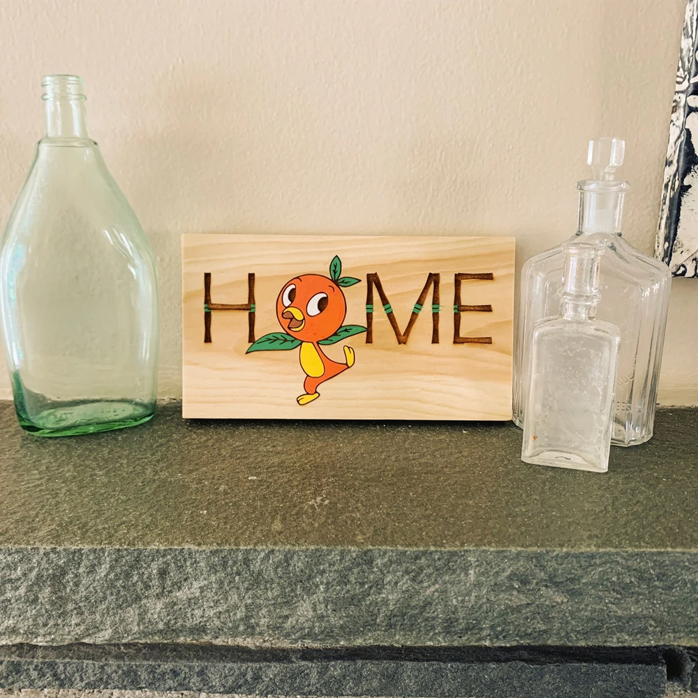 Orange Bird sign, Home Sign, Vintage Room Decor