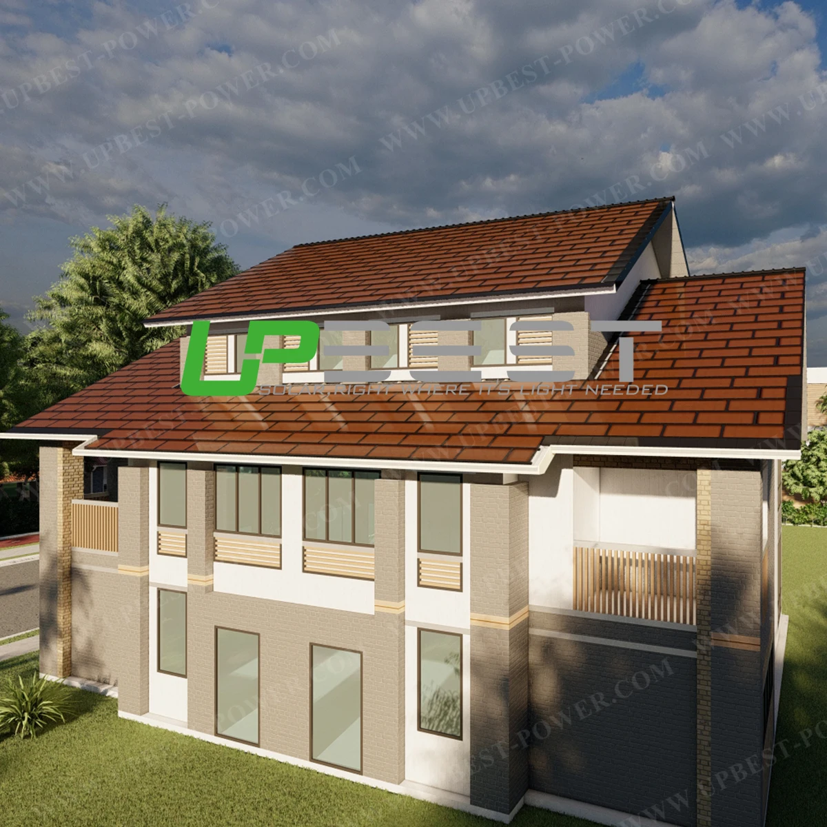 Upbest Solar BIPV Panel Manufacturer TUV Approved Solar Tile Roof Building Integrated Photovoltaic Roofing Energy System