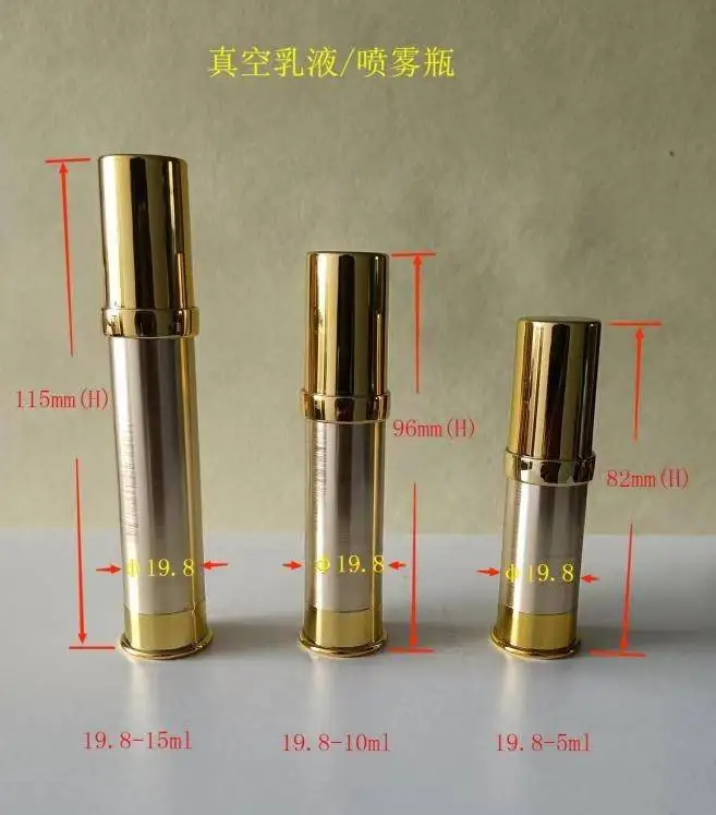 5ml 10ml 15ml 20ml  30ml cylinder AS silver/gold airless pump bottle cosmetic airless bottle packaging lotion pump bottle