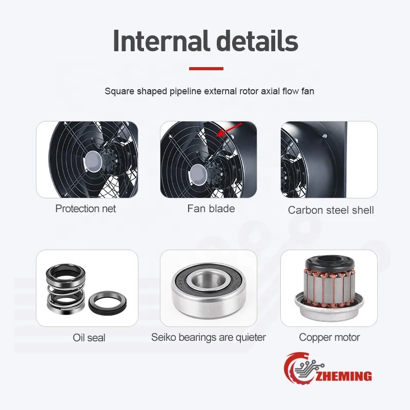 Pipeline axial flow fan 380v 165w high air volume hotel industrial plant pipeline exhaust fan