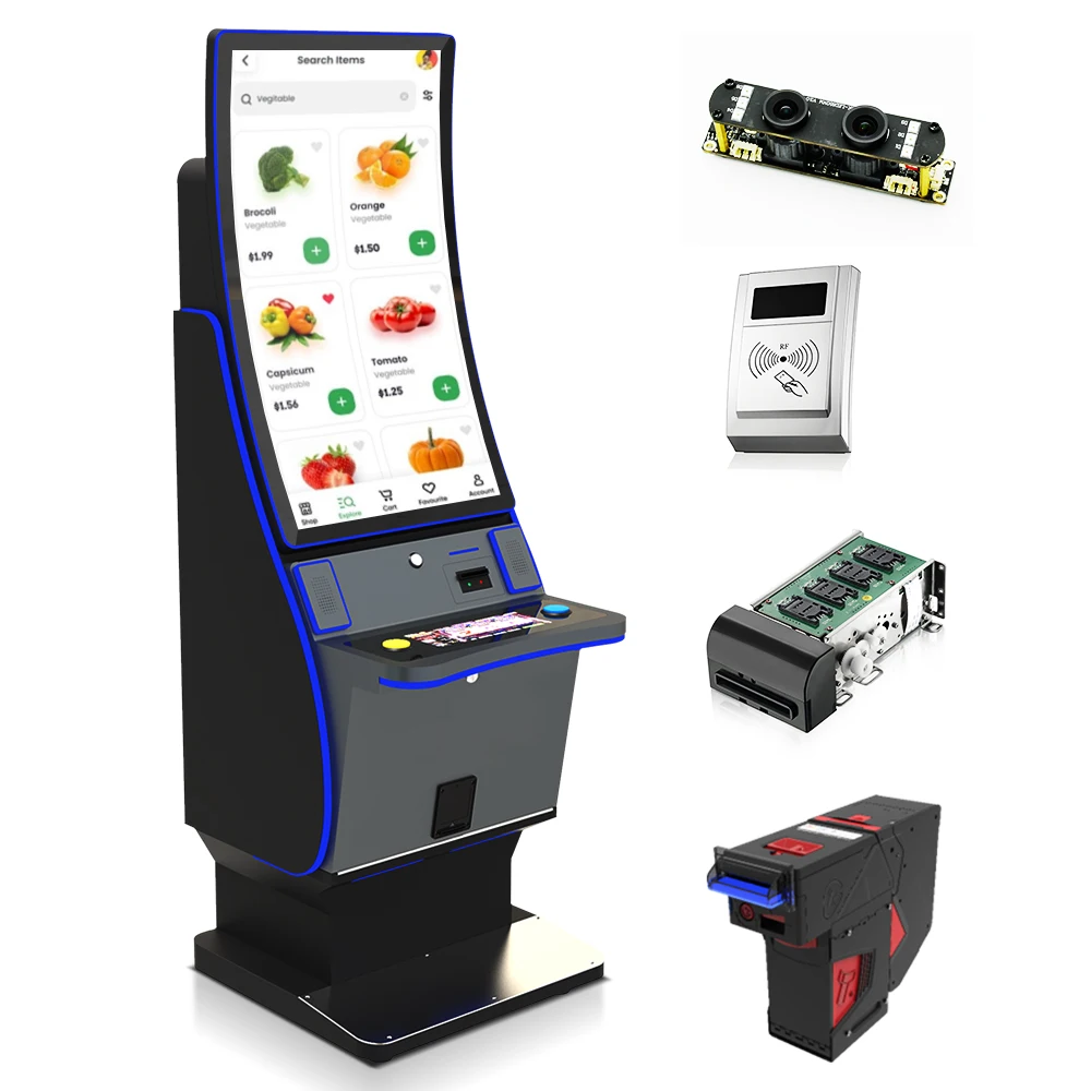 Floor Standing Ultimate Fire Link 8 in 1 Game Machine 43inch Curved Monitor Cabinet with Bill Accepter Ticket Printer