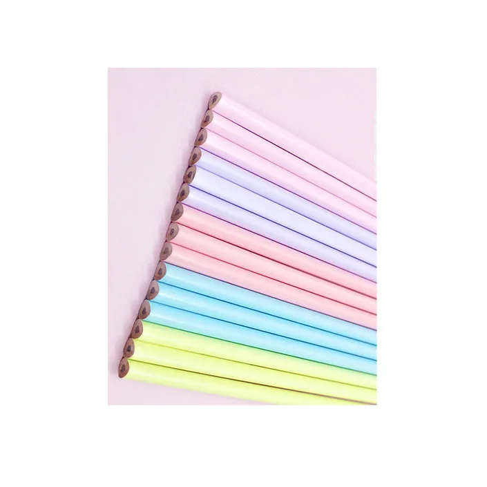 Pink HB pencil  with eraser with red yellow blue pink 12 colors HB black lead with Custom Logo burly wood pencil