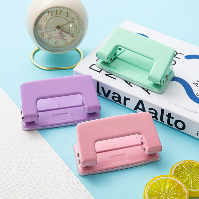 Macaron Color Small Double Hole Punch 6mm Round Manual Hole Punch Office 2 Hole Punch