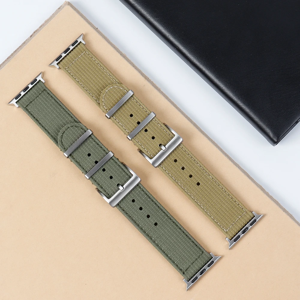 Smart Watch Strap 38 40 42 44mm Nylon Watch Strap Braid Ballistic Fabric Watch Band Ribbed Nylon Strap