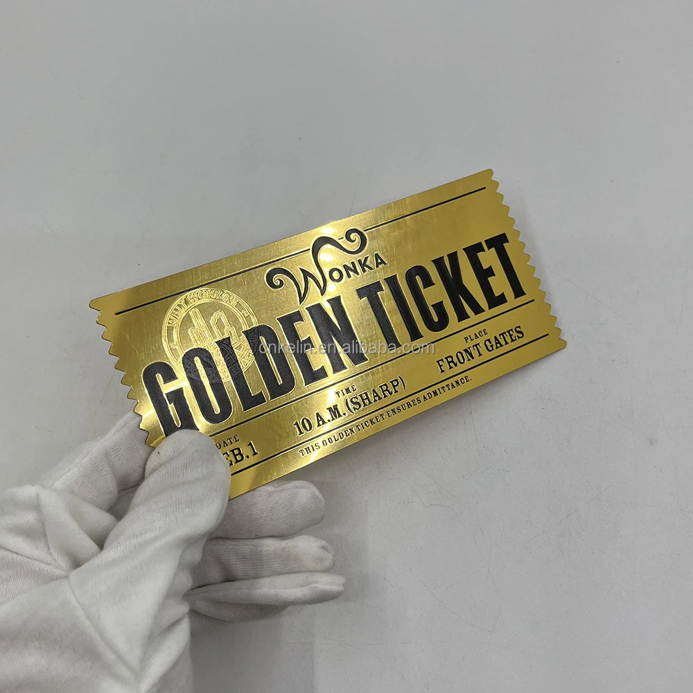Custom Print Plastic Gold Foil Plated Lottery Card Charlie And The Chocolate Factory Golden Card Willy Wonkawilly Wonka Ticket