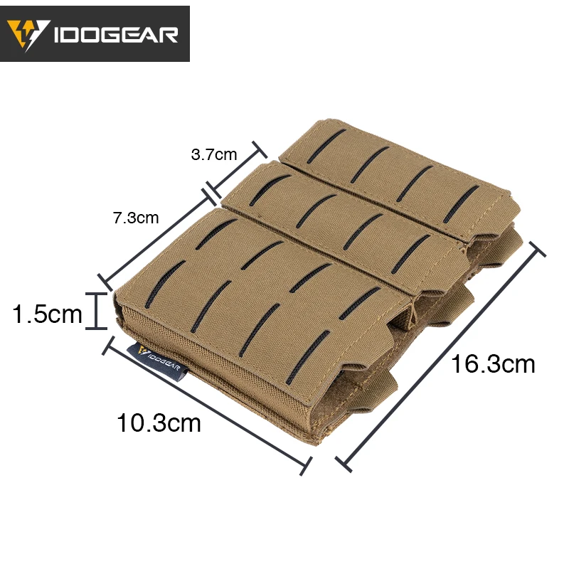 IDOGEAR Laser Cutting 500D NylonTriple Mag Pouch Tactical Pouch Open Top MOLLE Magazine Pouch for 5.56mm 9mm Mags
