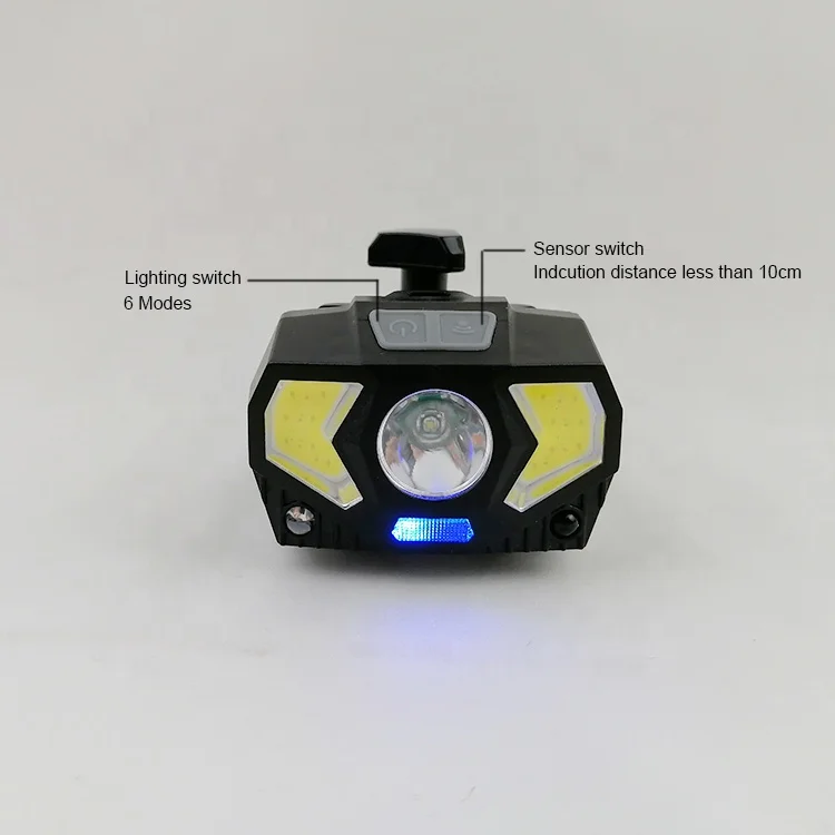 2 in 1 USB Rechargeable Headlamp Sensor COB Front Bike Bicycle Light Head Lamp LED Headlight