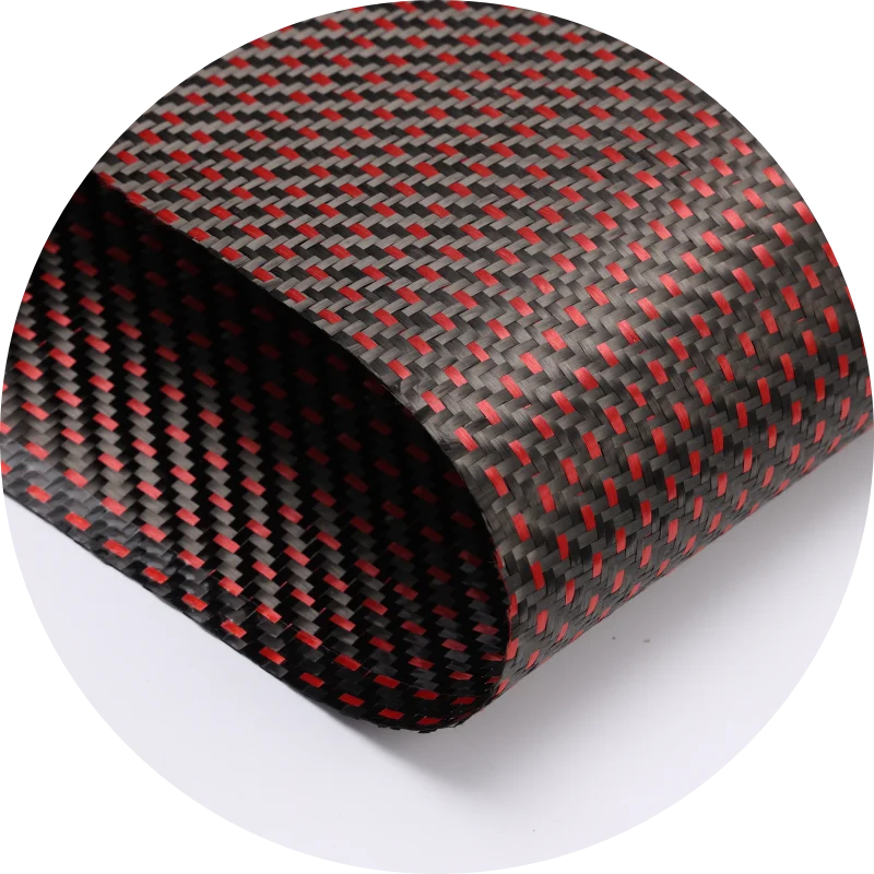 3k 2+1 Twill  hybrid fabric red blue  Carbon Fiber