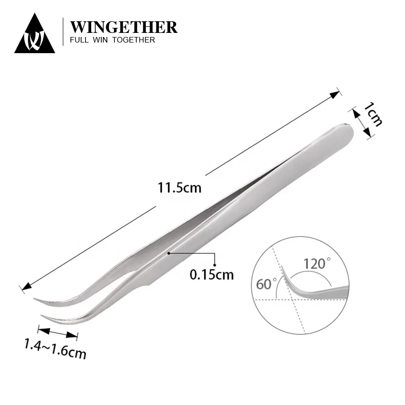 Лидер продаж на Amazon, оптовая продажа, щипцы для наращивания ресниц из нержавеющей стали с 60 градусами
