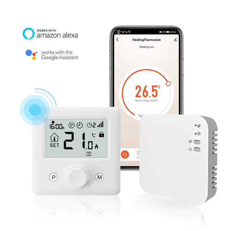 RF 433/868 mhz Wireless Rotating Temperature Setting Room Thermostat for  Boiler Heating System