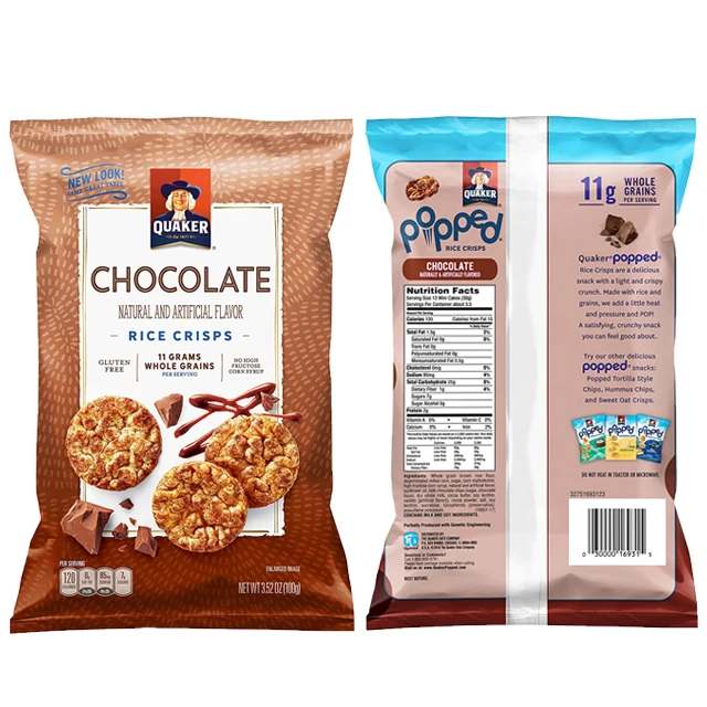 Custom Print 50g Back Middle Seal Pillow Pouch Aluminium Foil Dry Food Rice Crispy Chips Fries Snacks Packing Bags