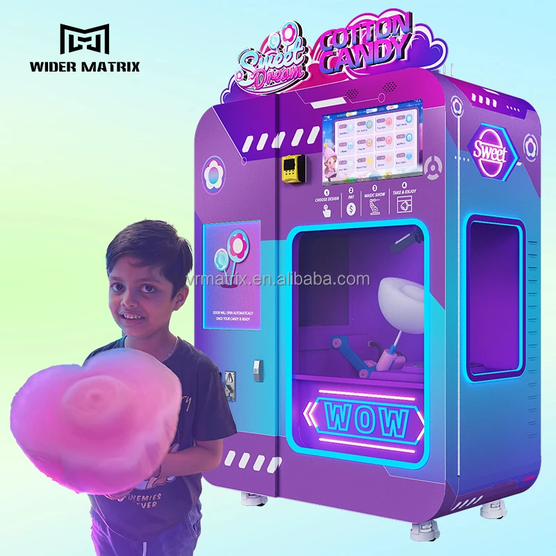 2024 Innovative Automatic Cotton Machine wm980 Intelligent Cotton Candy Vending Machine with Screen