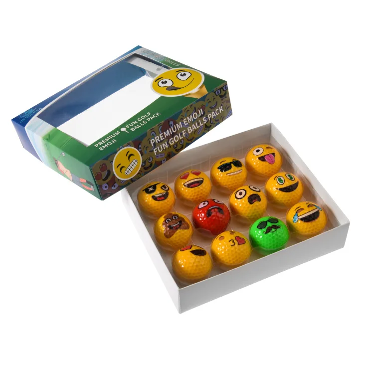 ali baba custom golf balls air flow rubber aqua golf balls with logo emojy smile face printing golf ball set