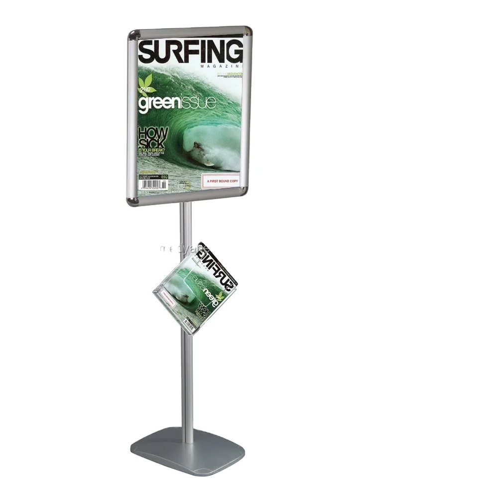 High Quality Oem Manufacture Aluminum Silver Snap Poster Frame Stand with Acrylic Brochure Holder Infoboard Stand