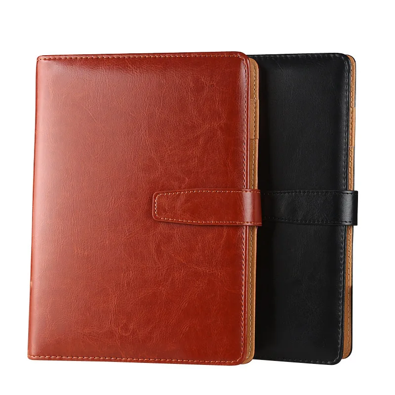 Custom A5 B5 Loose-leaf Leather Journal Refillable 6 Ring budget planner leatherette Binder Notebook With Magnetic Closure