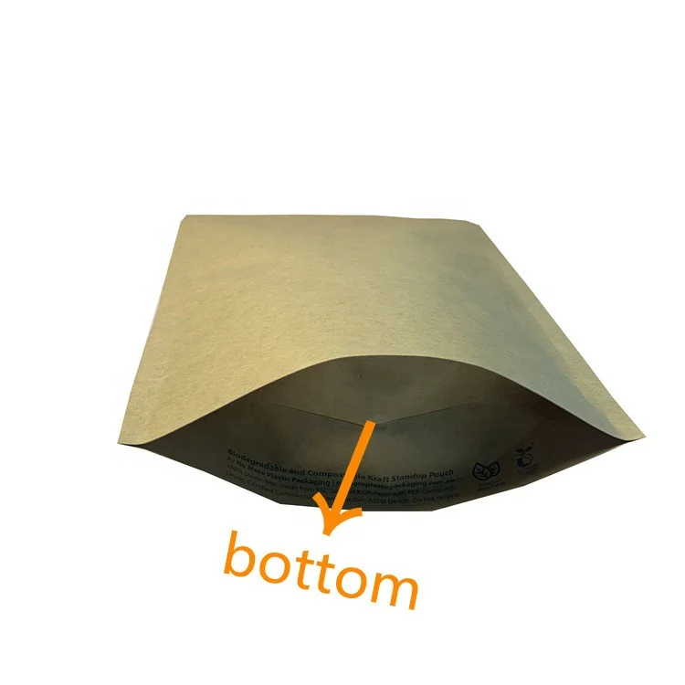 OEM custom printing 500g biodegradable kraft paper zip lock bag for coffee beans