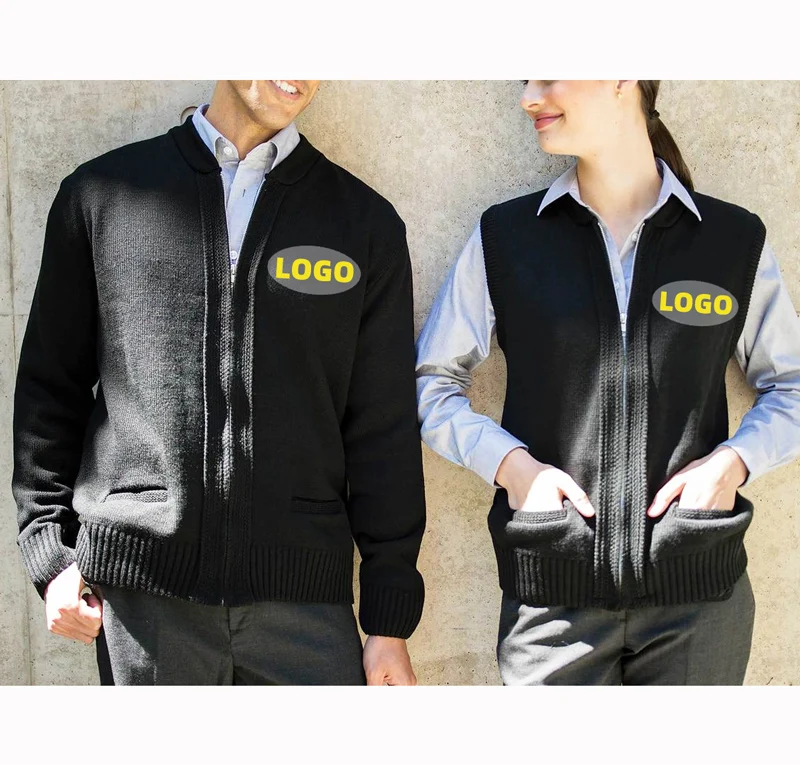 Мужской свитер на молнии, однотонный вязаный деловой кардиган с логотипом заказчика, большие размеры, 2022