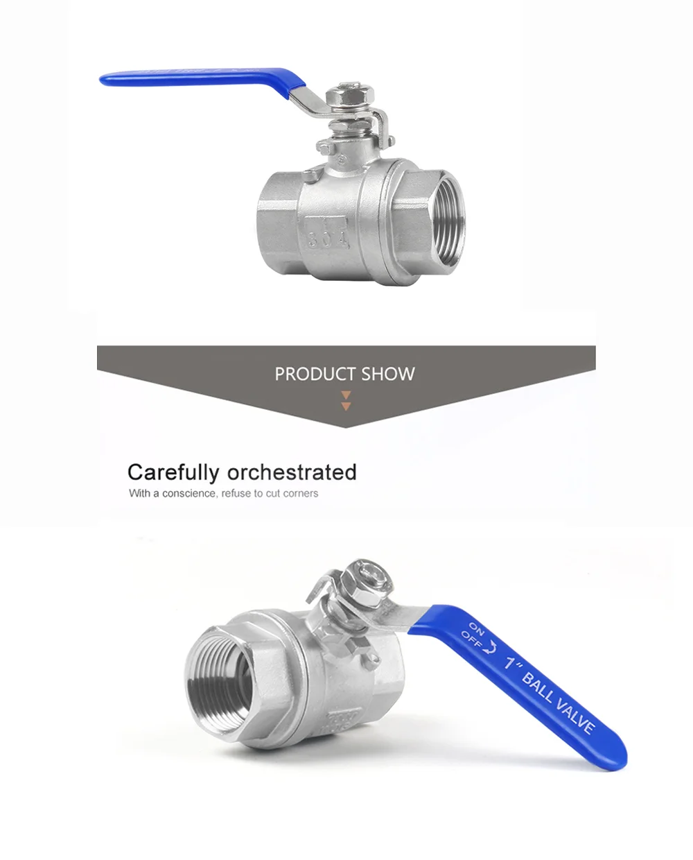 FURUI Factory Direct stainless steel 304 316 PSI1000 DN8-DN100  lock control Manual handle BSP NPT thread 2-piece TS ball valve