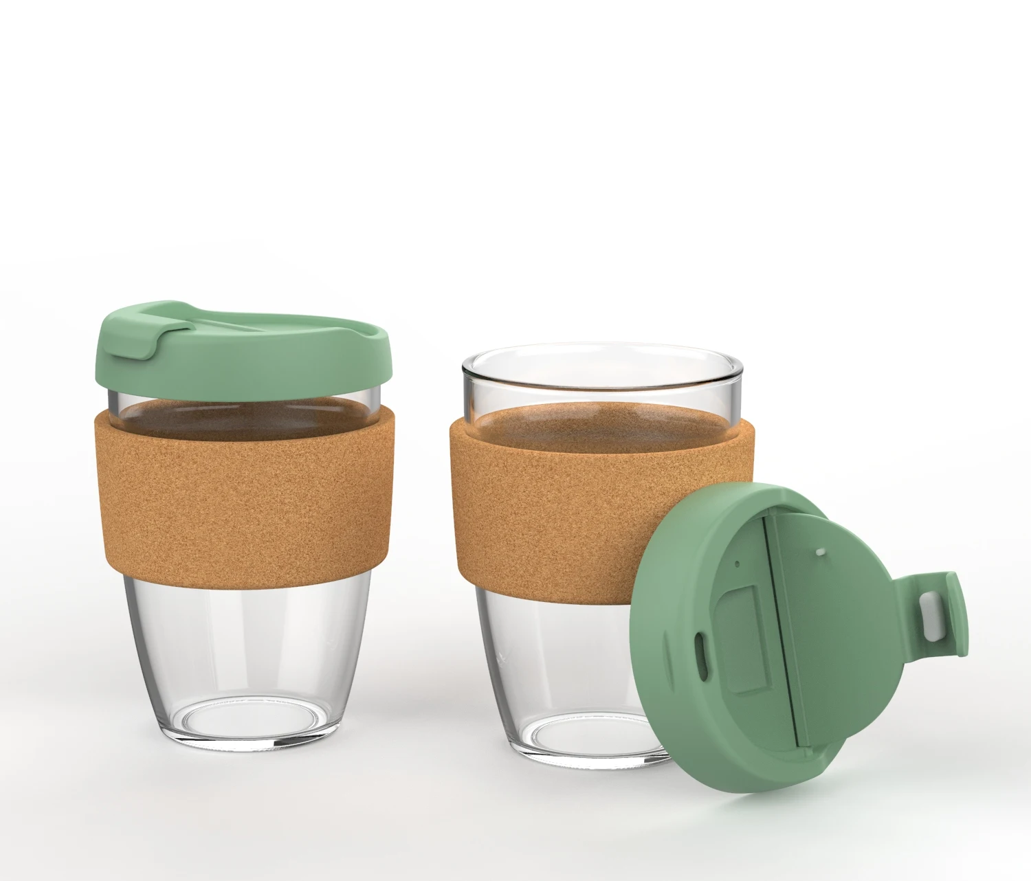 Welford 360ML 12OZ High Borosilicate Glass Mug With Lid And Cork Band Custom Logo Available Glass Coffee Mug