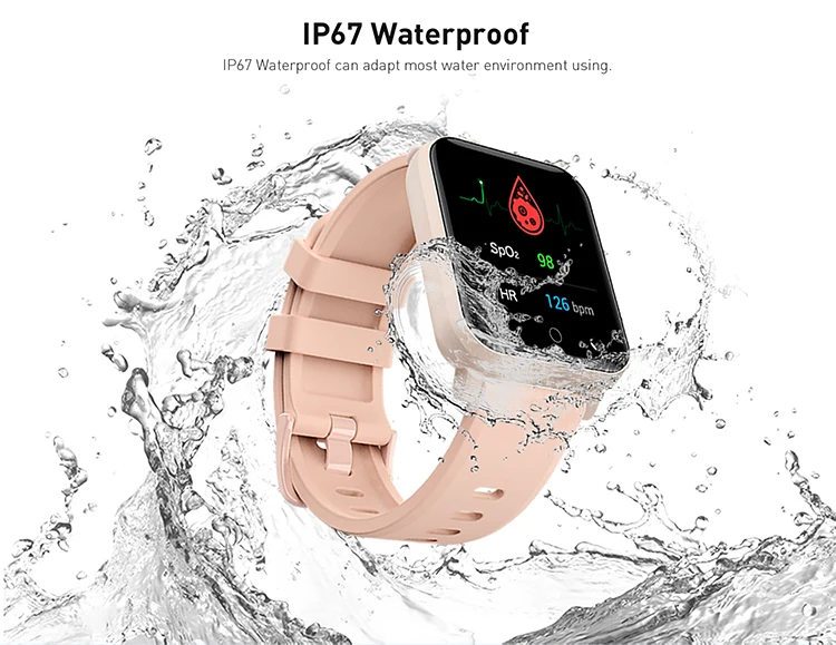  SpO2 Blood Pressure and Heart Rate IP67 Waterproof Step Counter temperature Smart Watch