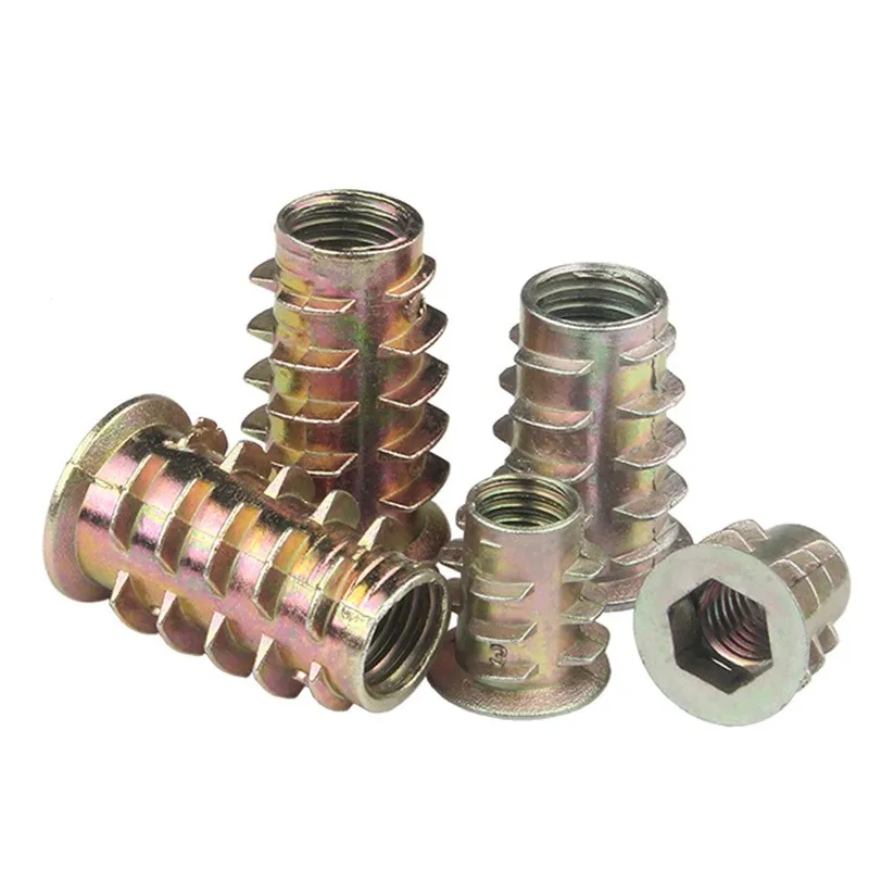 M3-M10 1/4 5/16 3/8 Galvanized Threaded Steel Furniture Wood Insert Nuts