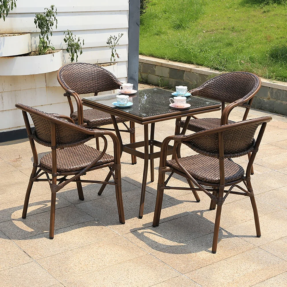 High Quality Rattan/wicker French Cafe Bistro Chair With Table Set Popular Outdoor Garden Rattan Furniture